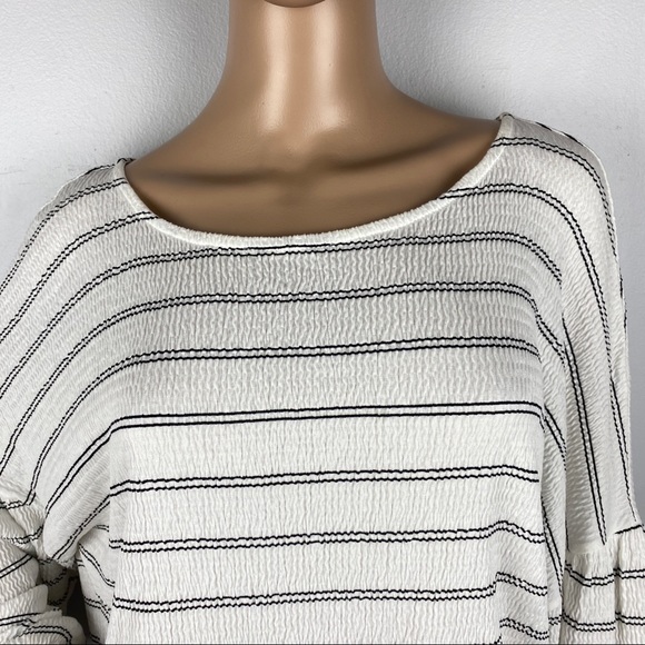 NEW FRENCH CONNECTION STRIPED BALLOON SLEEVE TOP - Picture 4 of 8